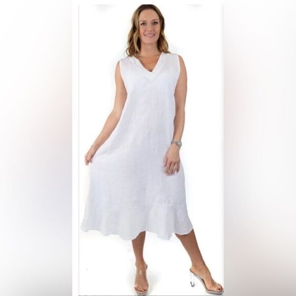 NWT - Francesca Bettini Periwinkle Blue Linen Midi Dress - Picture 8 of 8